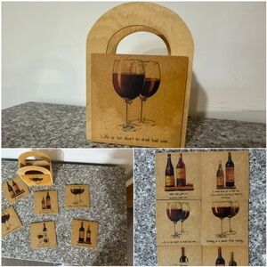 Wine-Themed Coaster Set with Holder